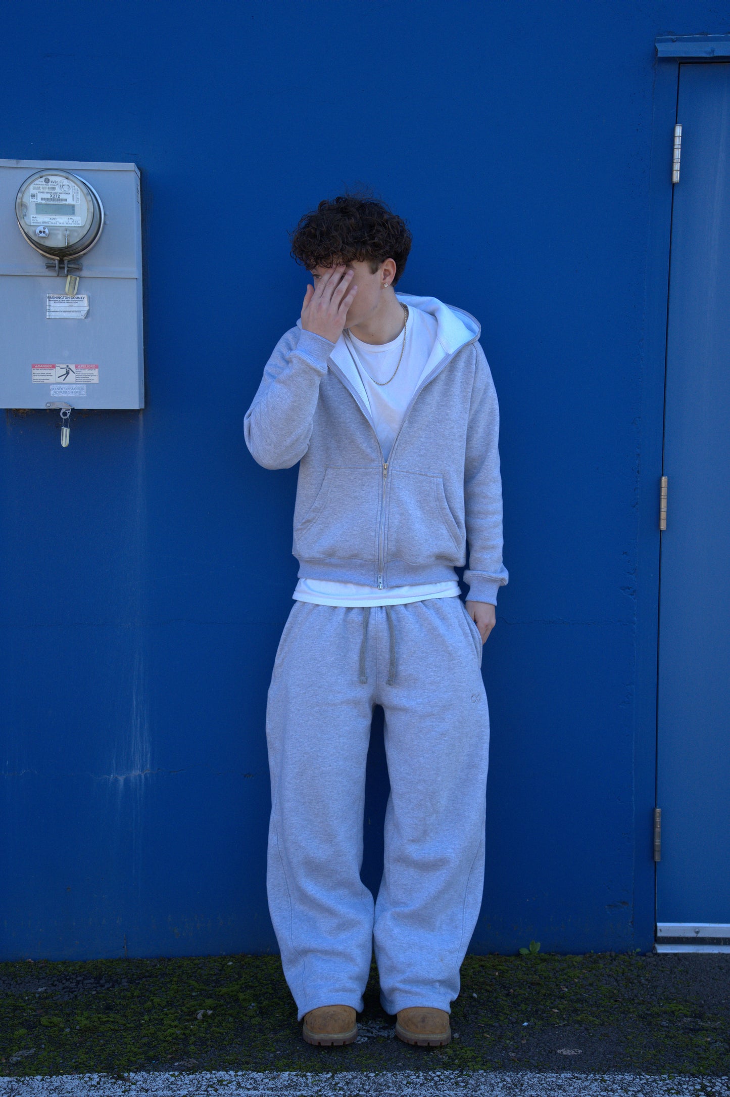 Blank Baggy Heather Zipper Hoodie