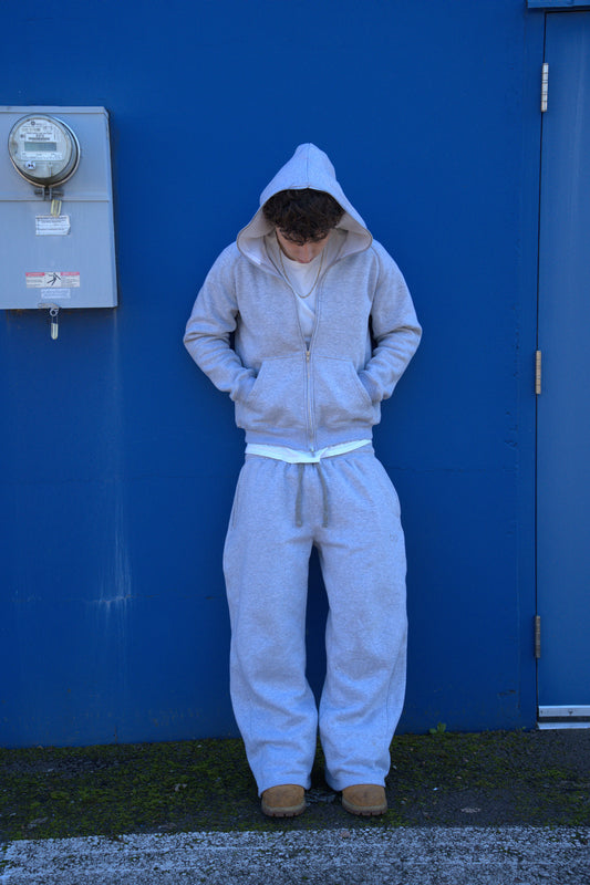 Blank Baggy Heather Zipper Hoodie